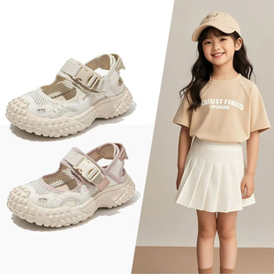 Girls Sports Sandals 2025 New Kidsren's Shoes Summer Baby Toe-Cap Summer Shoes Girls Mesh Shoes Breathable Soft Soles