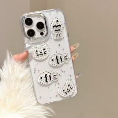 漫画風の立体的なデザイン、Apple 17、iPhone 15、猫や魚のモチーフ、14対応、透明で落下防止の保護ケース