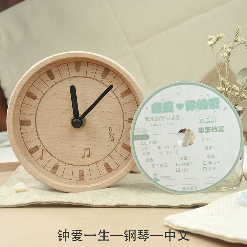 Clock pequeño creativo, decoración para niños, caja de dientes de leche de madera, caja de dientes de leche de reloj de amor de por vida