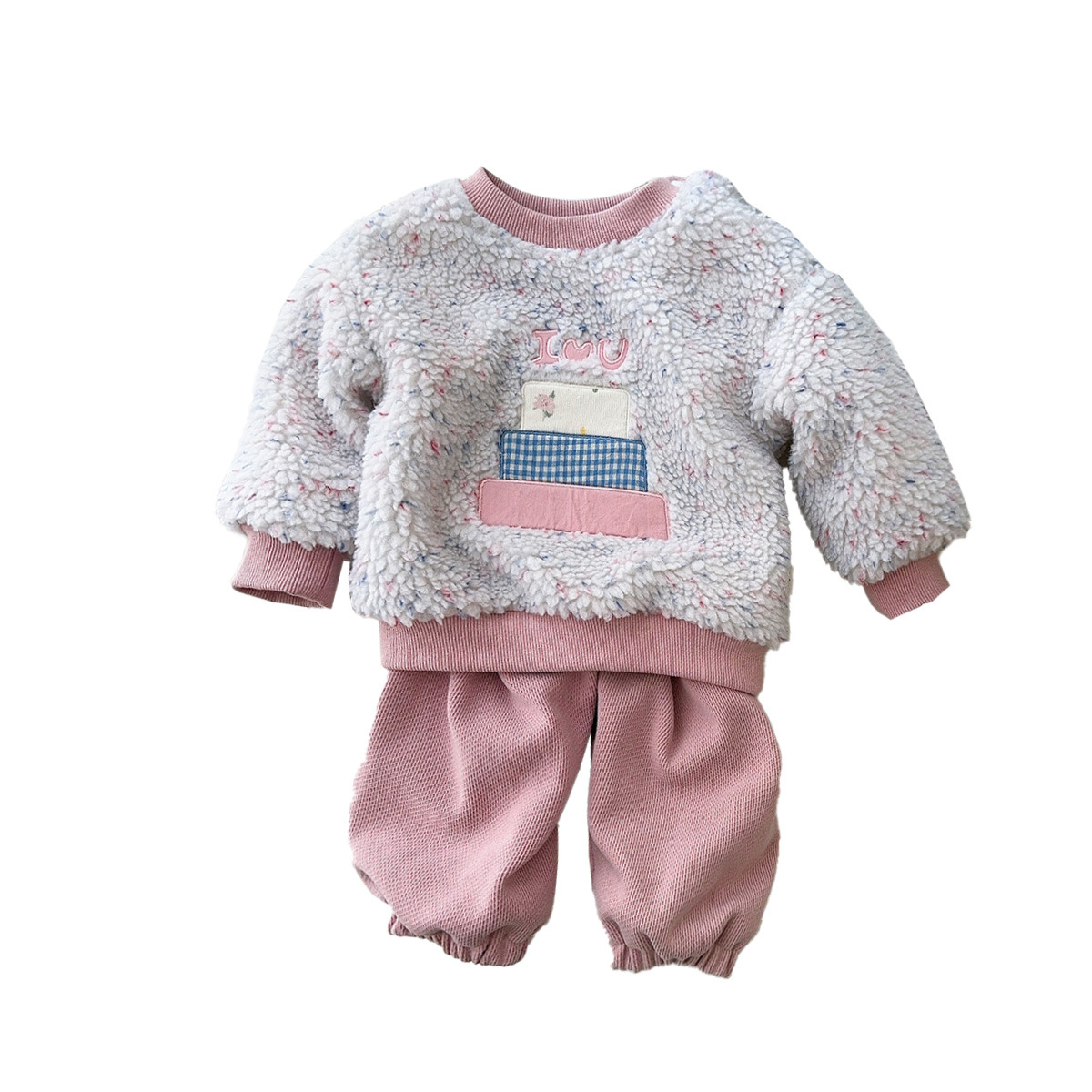 Traje para bebés y niños Suéter de lana coreano lindo súper lindo invierno suéter de bebé de dos piezas pantalones de suéter grueso y cálido