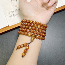 直播新款海柳佛珠手串金丝琥珀男女款民族风文玩礼品手链一件代发