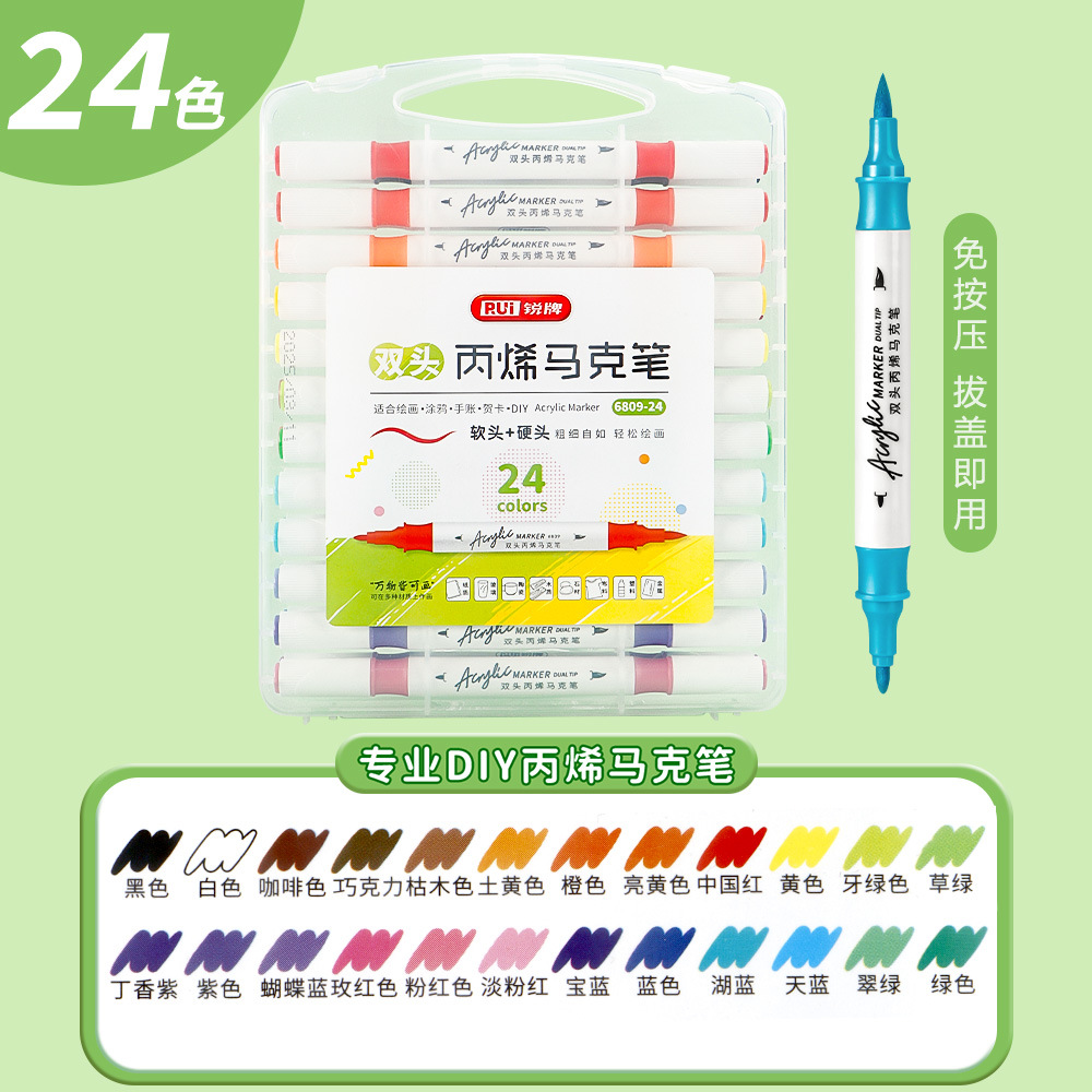 Marcador acrílico de dos cabezas Bolígrafo de graffiti de arte para niños Bolígrafo especial de arte Marcador impermeable e impermeable lote de stock