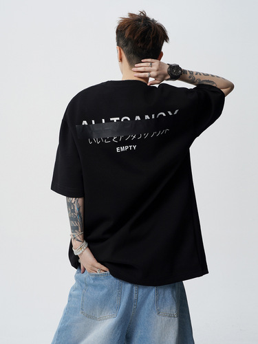 American letter print T-shirt for men, summer high street loose casual couple short-sleeve trendy brand versatile round neck T-shirt top