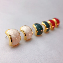 跨境新款时尚珐琅釉小清新耳钉欧美气质S925银针复古耳饰一件代发