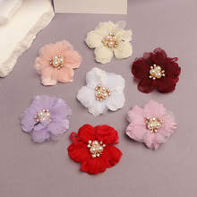 布花厂家diy手工新娘布艺花纹和风棉麻头饰美甲儿童帽装饰花配件