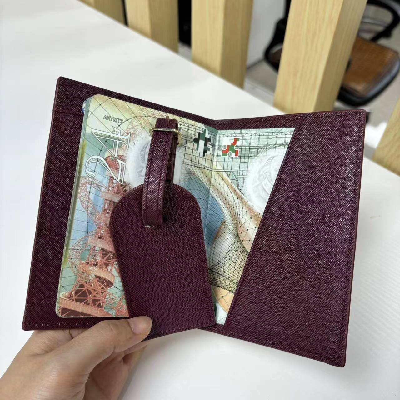 Cross-border PU leather lightweight portable passport holder travel ticket holder multifunctional passport bag luggage tag in stock