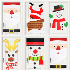 クリスマス不織布ドアステッカー、大きなスカーフ、老人雪だるま装飾ウィンドウステッカー、クリスマスヘラジカDIY背景壁ステッカー