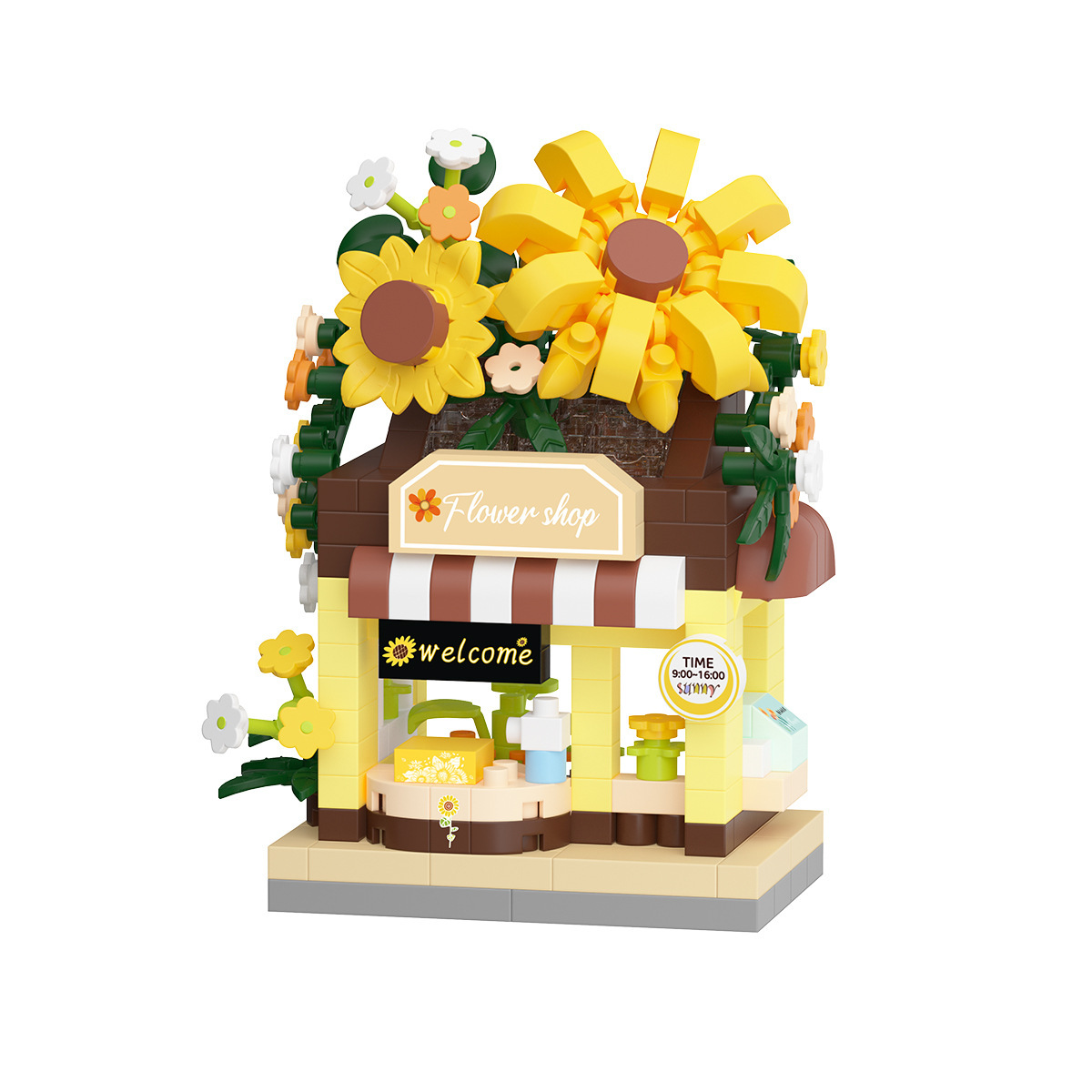 Compatible con Lego Flower Shop Street View Bloques de construcción Flor Rosa Decoración de girasol Juguetes educativos para niños Regalo para niñas