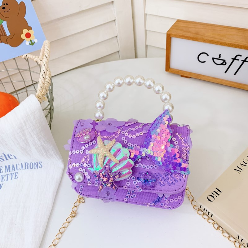 Bolsos infantiles nueva sirena niñas lindas bolsos princesas bolsos de moda niñas mochilas bolsos de perlas