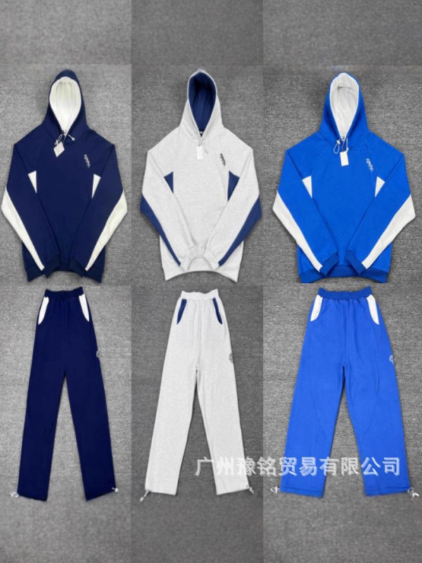 Mertra拼接刺绣加绒休闲套装男女连帽套头卫衣宽松直筒休闲长裤潮|undefined
