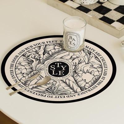 American style flowers and plants Light extravagance senior Leatherwear Mat 2022 new pattern waterproof Anti-oil heat insulation circular Coaster