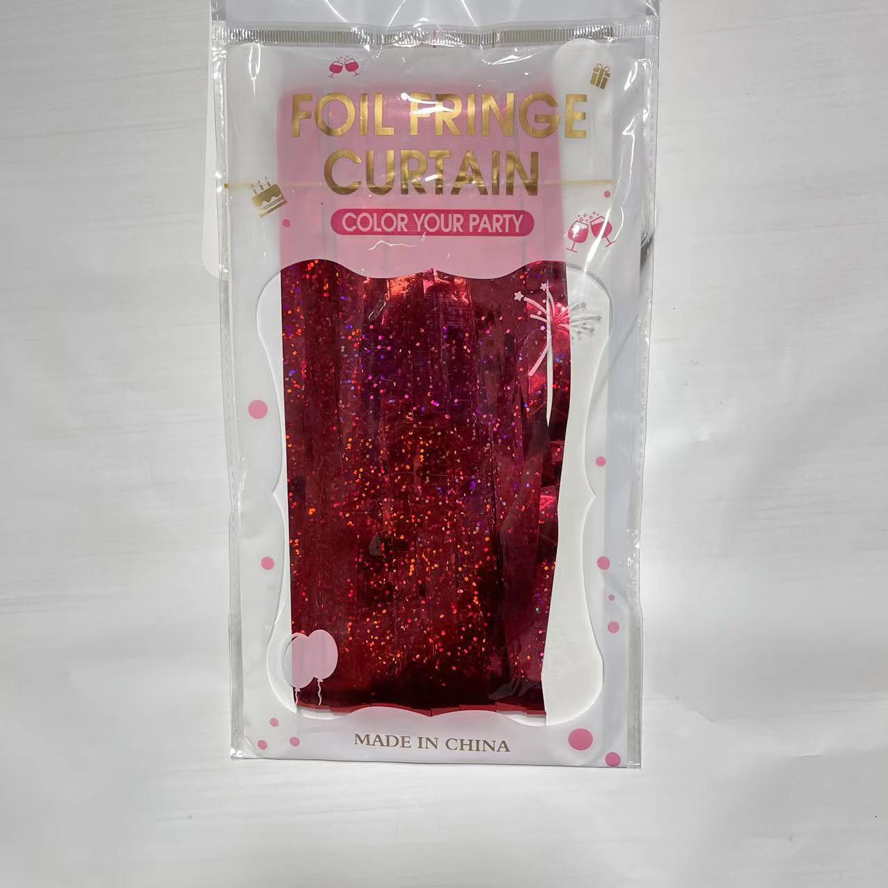 Punto láser de color brillante cortina de seda de lluvia común fabricantes de bordas