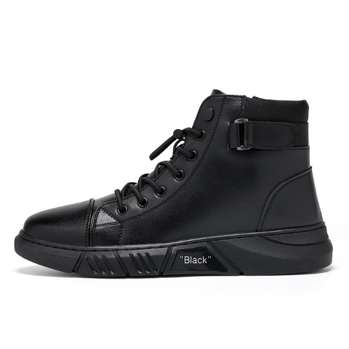 Trendy Martin boots men's high top men's casual leather boots cross-border  large size British men's boots plus velvet to keep warm