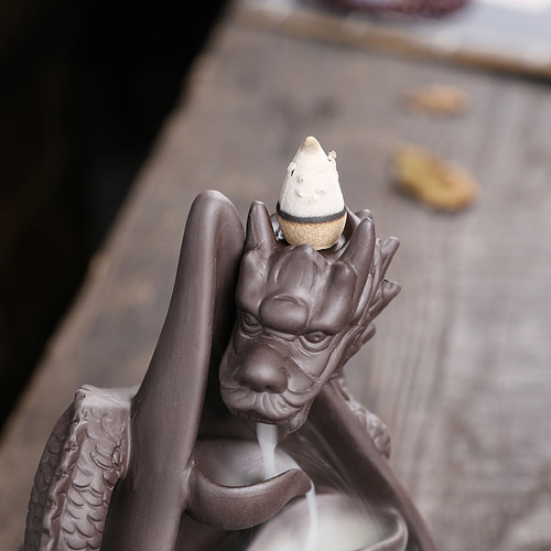 Purple sand Chinese dragon backflow incense burner home furnishings creative large dragon backflow incense burner craft gifts