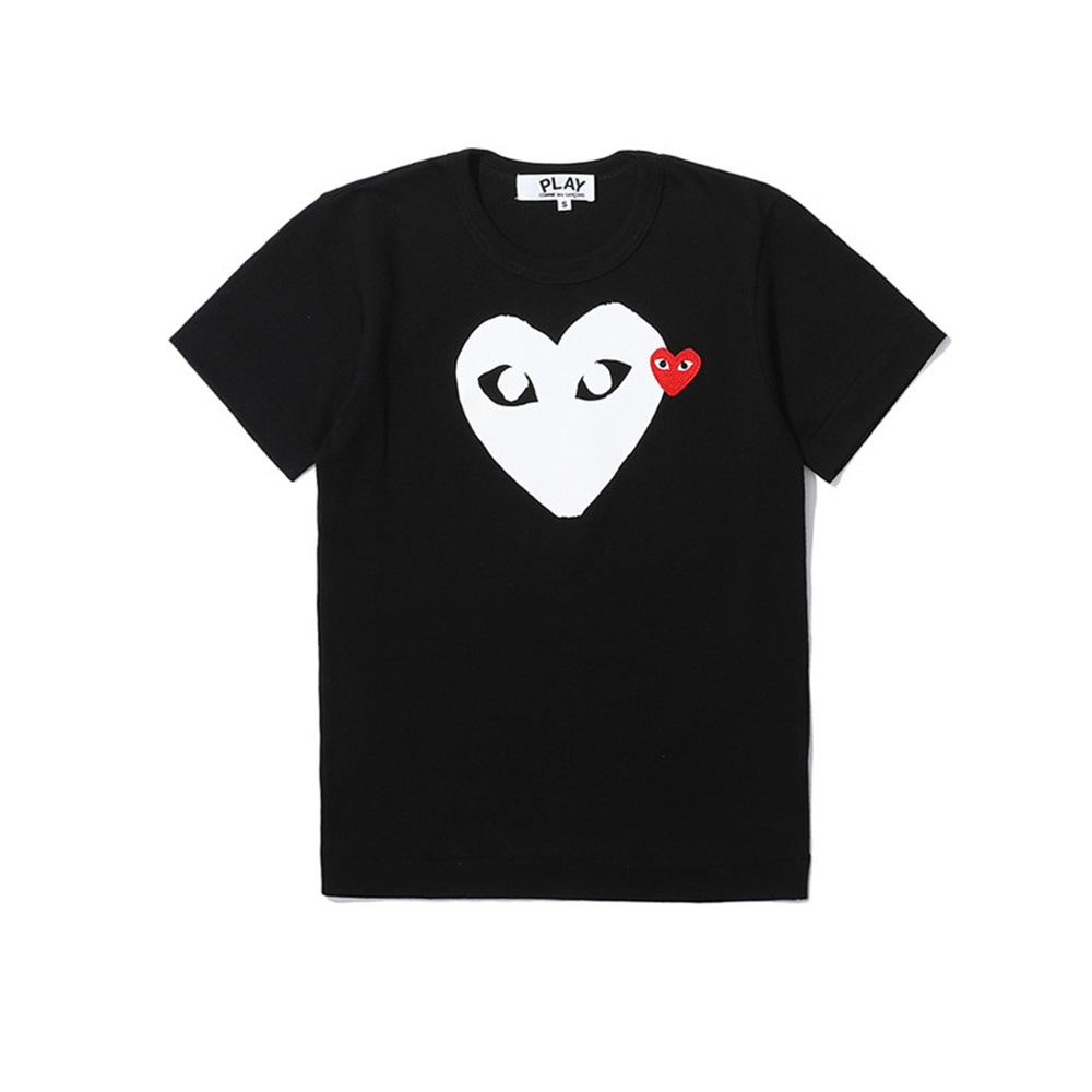 Playアルファベットcdgシンプル記号愛刺繍男女同型丸襟半袖tシャツ