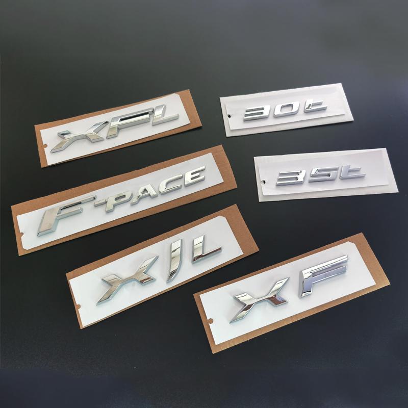 Suitable for Jaguar Car Logo Lettering Xe Xf Xjl F-Pace V6 3.0 V8 5.0 Silver Rear Emblem