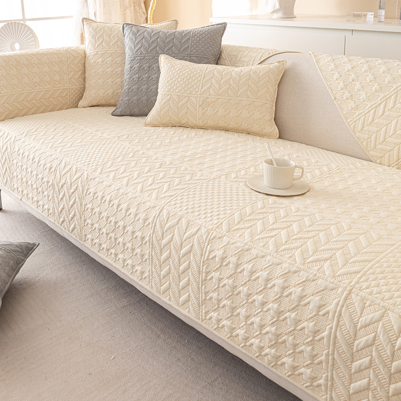 Housse de canapé Nordic Cushion en coton toutes saisons, dossier simple, antidérapante, style serviette_voghion.com