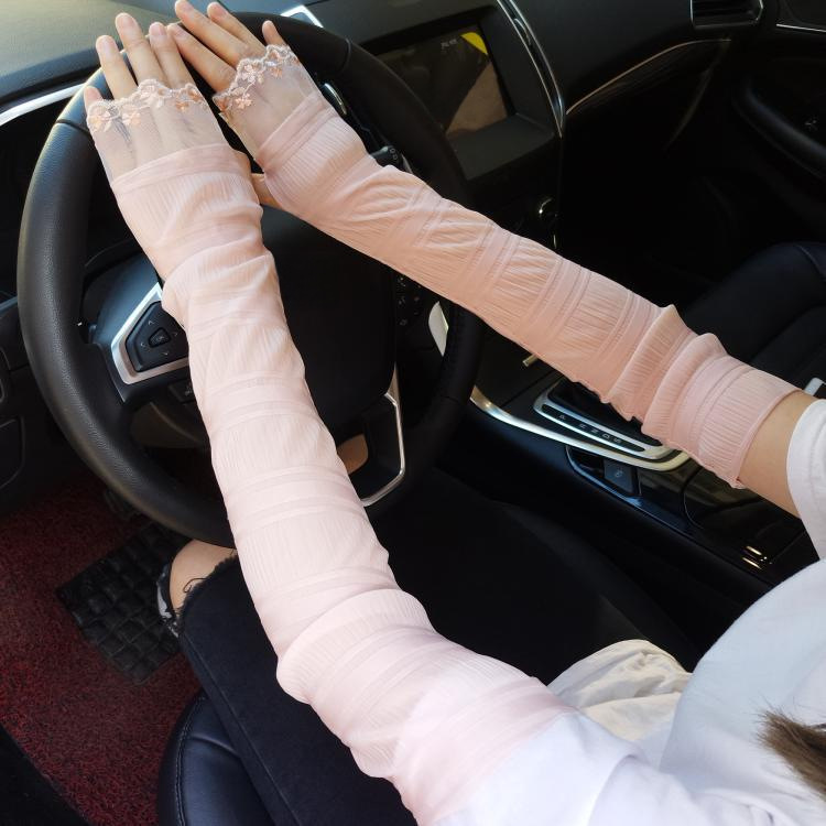 Women's Summer Riding Driving Thin Extended Sun Protection Gloves, UV Protection Ice Silk Arm Sleeves for Wholesale