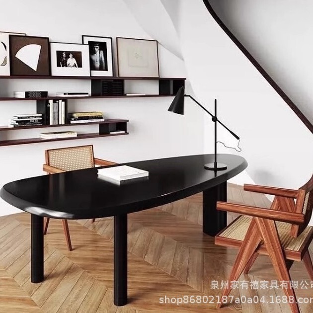 Light Luxury Creative Designer Desk Minimalist All Solid Wood Desk Fashion Conference Table Personalized Computer Desk Workbench