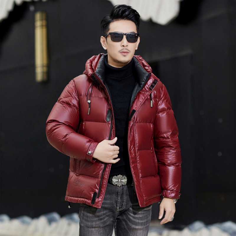 두꺼운 따뜻한 다운 재킷 남자의 밝은 겨울 새로운 유행 감기 방지 겨울 옷 후드 짧은 자켓