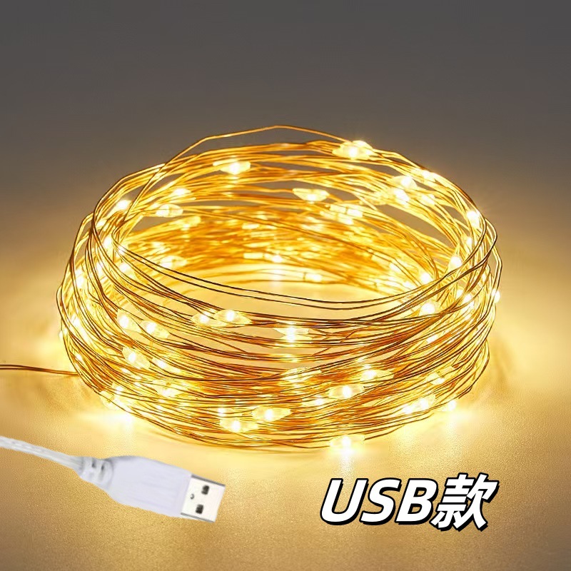 Romántico día de San Valentín decoración de lámparas de alambre de bronce festivales diseño de la habitación de bodas fabricantes de lámparas de alambre de bronce al por mayor cadena de lámparas de color