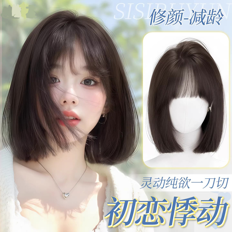 Women's Full Head Wig, Bob Wig, One-Size-Fits-All, Age-Reducing Short Hair, Realistic Human Hair, Natural Daily Full Wig Women's Full Head Wig, Bob Wig, One-Size-Fits-All, Age-Reducing Short Hair, Realistic Human Hair, Natural Daily Full Wig