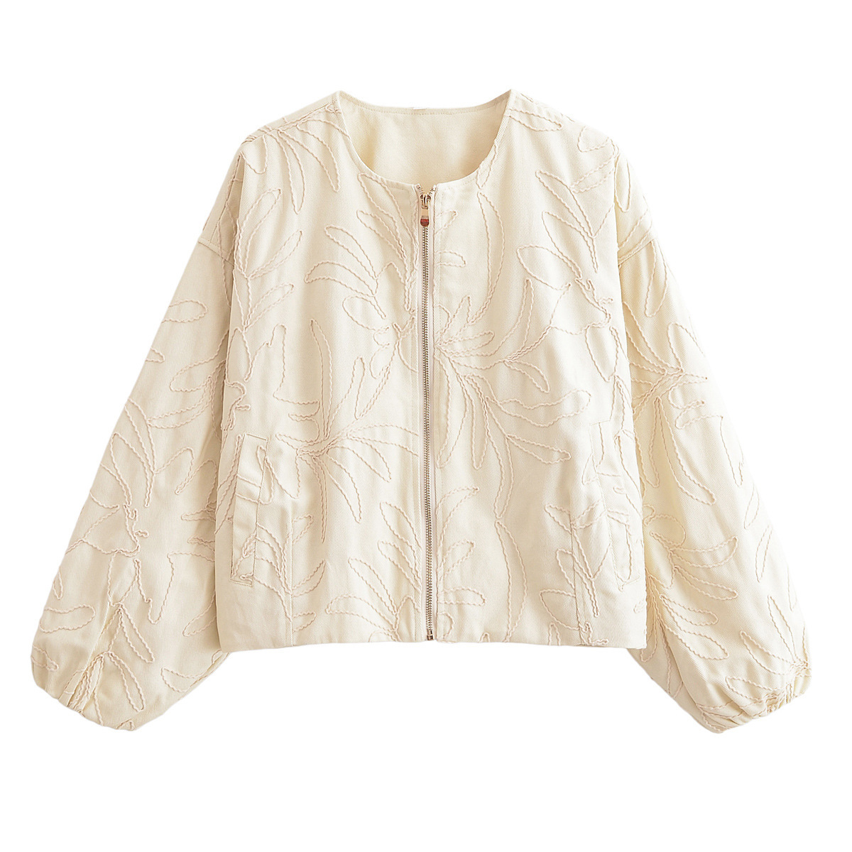 High-End Wholesale 2025 Spring Silk Tops with Hand-Painted Loose Silhouette Design, Casual Rope Embroidery Cardigan Jacket