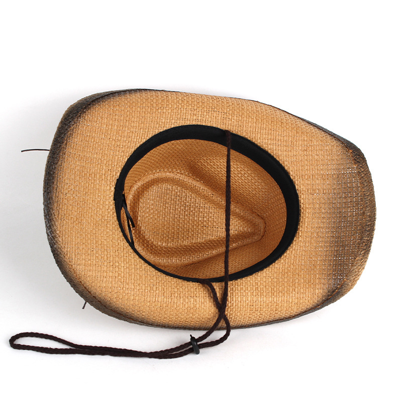 Nuevos productos de comercio exterior transfronterizo al por mayor sombreros de paja de vaqueros occidentales sombreros pintados a mano sombreros de cabeza de toro con sombreros de jazz