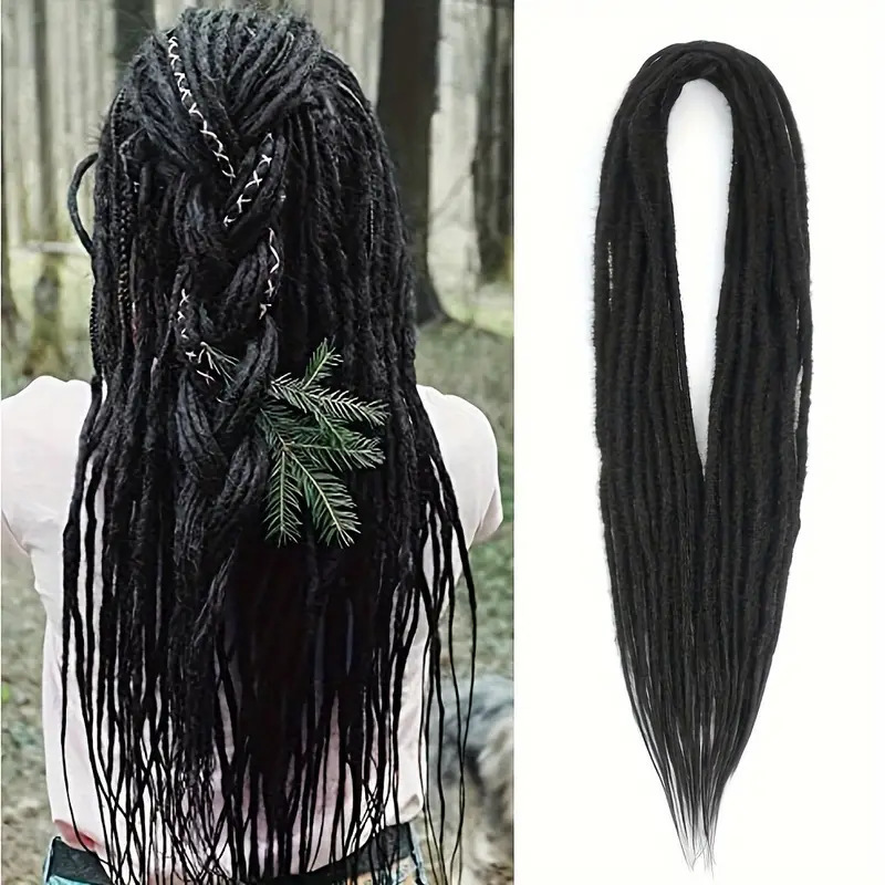 Temu/shein venta caliente fibra química ganchillo pelo dreadlock double trenza sucia doble cola trenza sucia peluca