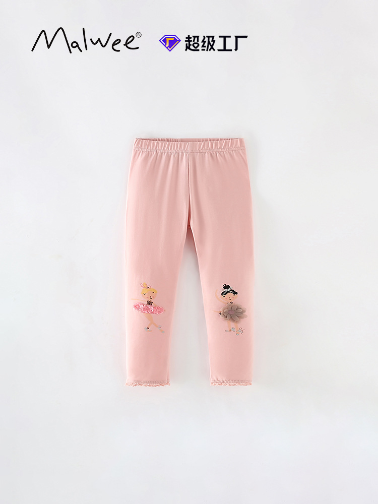 Malwee niñas leggings transfronterizas de otoño nuevo estilo europeo y americano para niños de cintura elástica lindos pantalones de impresión infantil