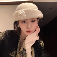 法式羊毛白色礼帽女秋冬赫本风千金帽子女款高级感贝雷帽显脸小