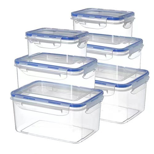 Covered Sealed Rectangular Refrigerator Storage Box Plastic Preservation Box Microwave Heating Rice Box with Lid for Office Workers