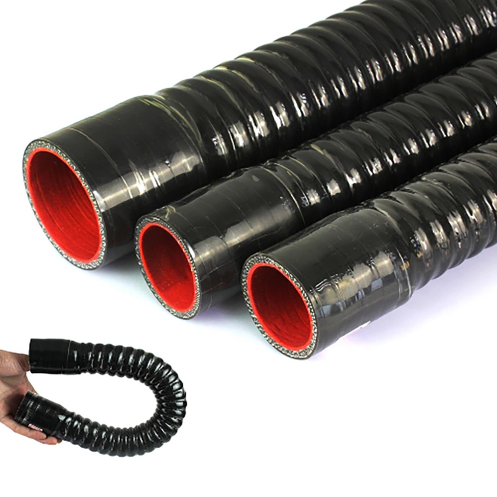 Id16-110Mm Black Silicone Steel Wire Tube Warm Air Pipe Coolant Pipe High Temperature Resistant Cloth Silicone Water Pipe