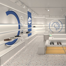 展厅包包鞋柜展示柜蓝色C弧形烤漆商场店铺展厅产品鞋子开店展柜