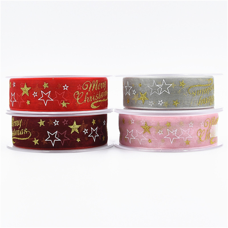 Amazon estampado polvo nieve hilo cinta de regalo de Navidad Inglés estampado pentagramas cinta de sueño