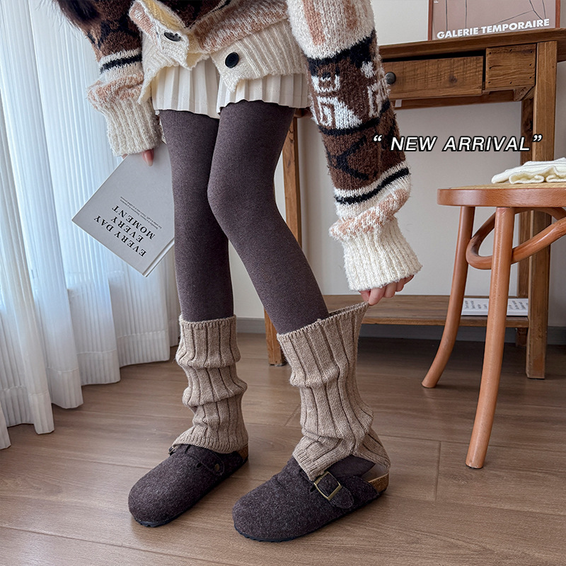 Kadınlar İçin Bacak Isıtıcıları Bootshang Pamuklu Çoraplar Genişletilmiş Düz Renk Yığın Çoraplar Retro Dikey Çizgili Bölünmüş Örme Sıcak Baldır Kalın Bacak Kolları_voghion.com