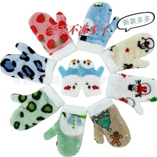 秋冬甜美圣诞手套包指手套舒棉绒户外外出骑车加厚保暖卡通手套女