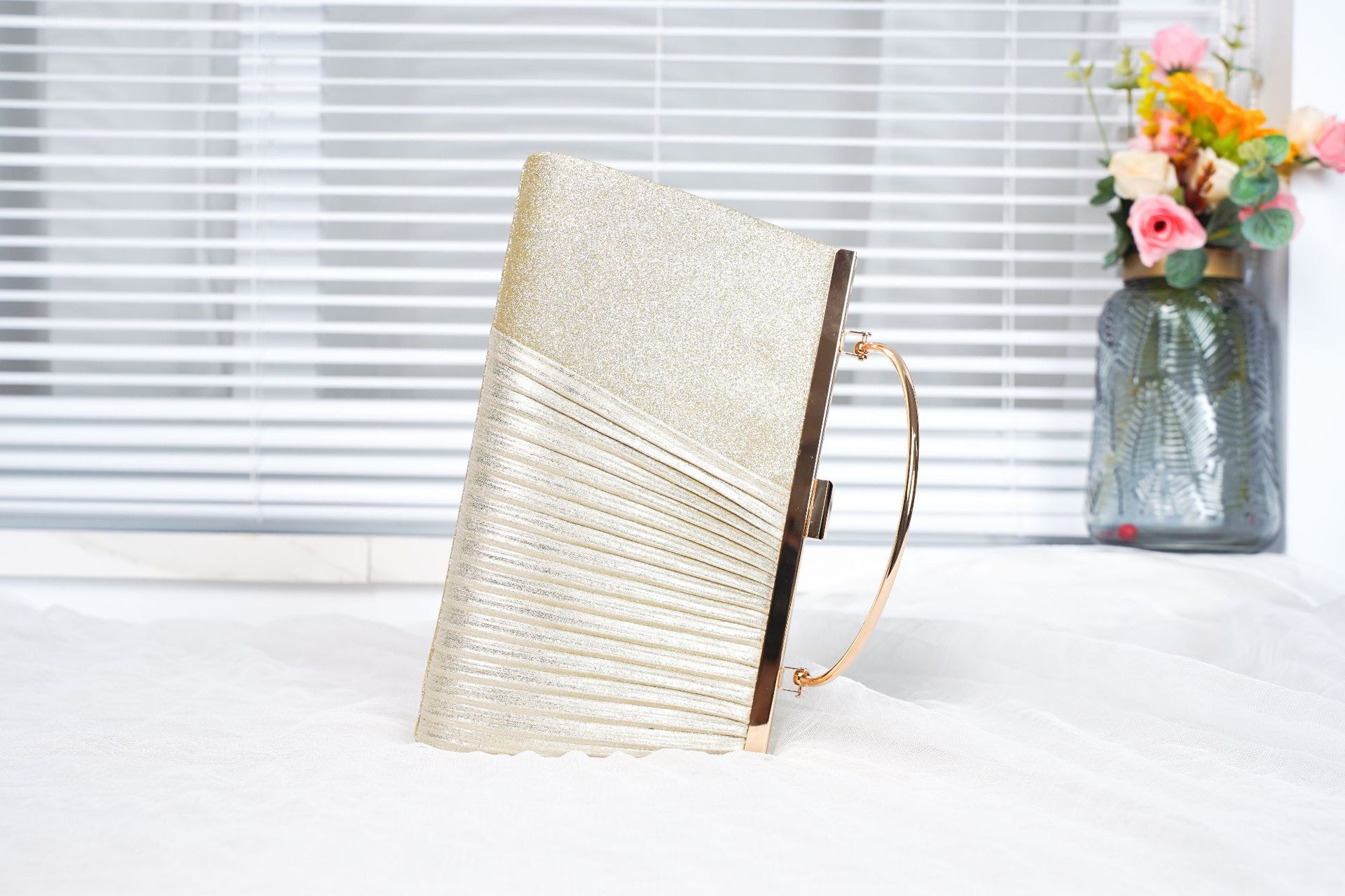 Luggage & Bags Pleated Shining Evening Bag Handbag Elegant Clutch Bag Women's Banquet Bag Crossbody Small Bag Dress Rattan Bag Vintage_voghion.com