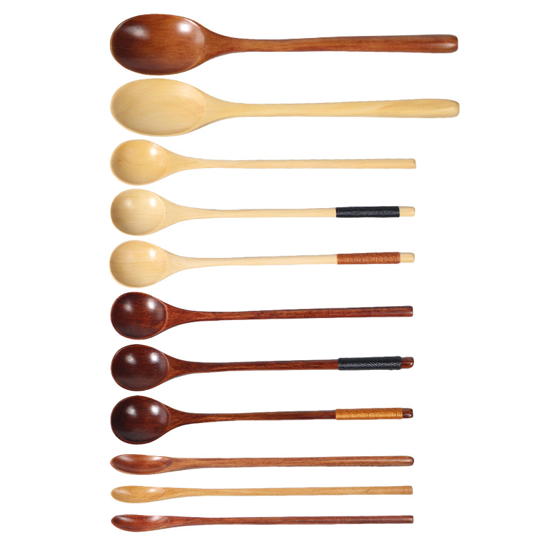 Cuchara de mango largo al por mayor de fábrica Cuchara de madera para comer Cuchara de cocina de madera para el hogar Cuchara de sopa Cuchara de arroz Cuchara de agitación