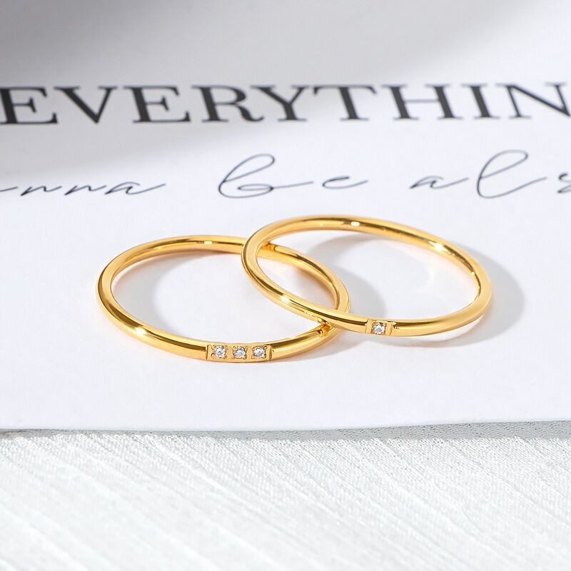 Round Circle With A Single Diamond , 2026 New Model, Simple 18K Plated Gold Light Luxury Minimalist Style Ring For_voghion.com