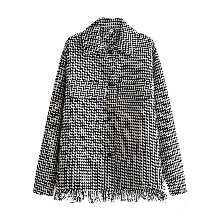 tassel pockets houndstooth jacket  NSAM45786