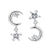 Fashionable cute asymmetrical earrings, classic zirconium, Korean style