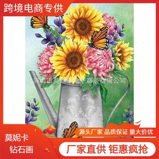 新款5d钻石画 花与蝴蝶满钻背景客厅diy钻石画钻石贴外贸批发