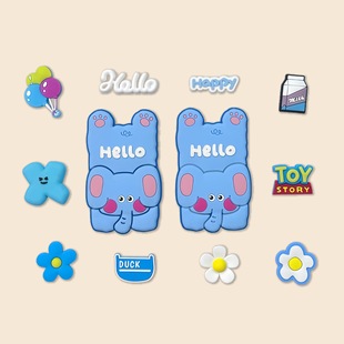 Pvc Soft Silicone Blue Elephant Cartoon Animal Soft Patch Mobile Phone Case Patch Jewelry DIY Small Jewelry