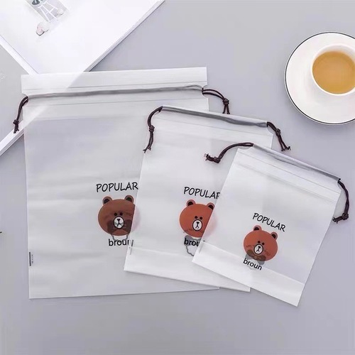Translucent frosted plastic packaging bag drawstring clothing underwear socks towel storage bundle pocket bear bag