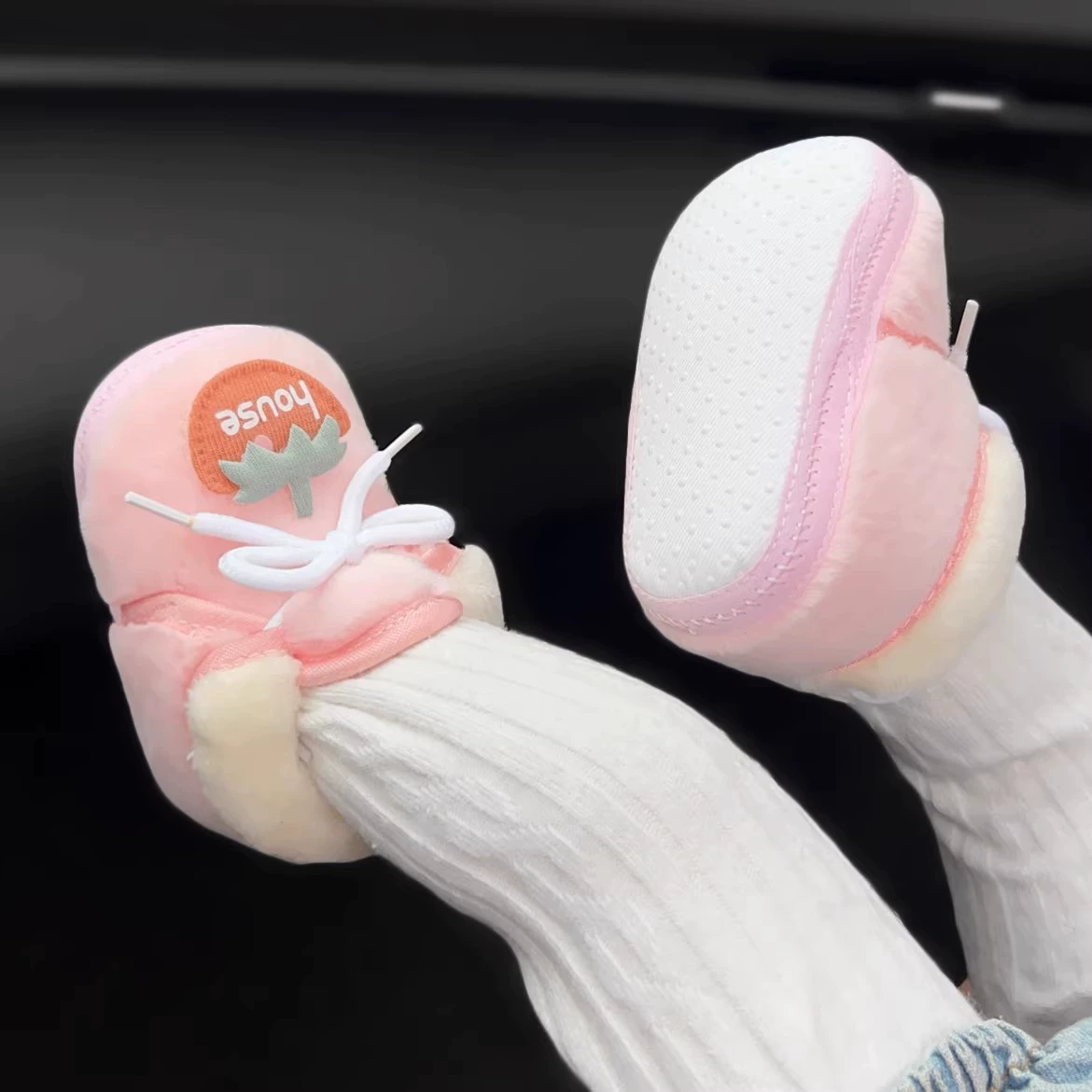 Новорожденные хлопчатобумажные туфли с мягким дном и толстыми чехлами для ног, чтобы согреться зимой