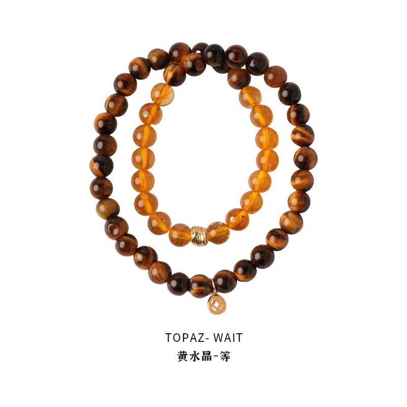 晗珞~库克蜜蜡蓝晶串珠双层手链甜美时尚气质手串轻奢高级感手饰|undefined