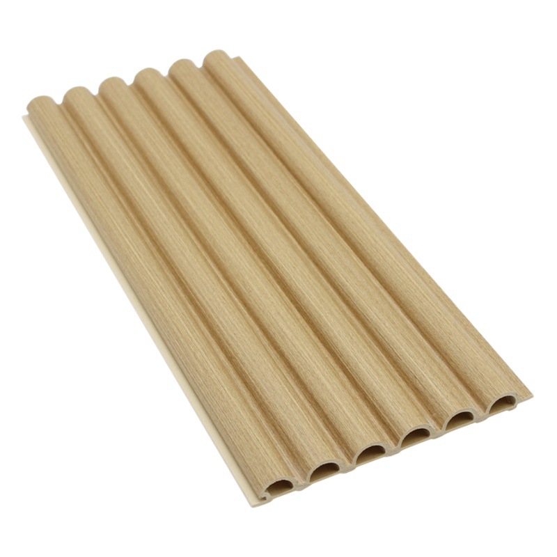 Fábrica al por mayor 150 seis ronda semicírculo rejilla decoración TV pared de fondo madera rejilla de plástico material de madera ecológica