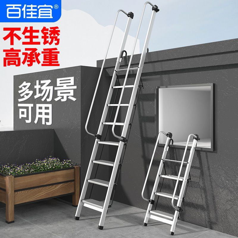 阁楼梯子安全扶手家用爬梯折叠长梯上下床吊铺室外伸缩屋顶梯子