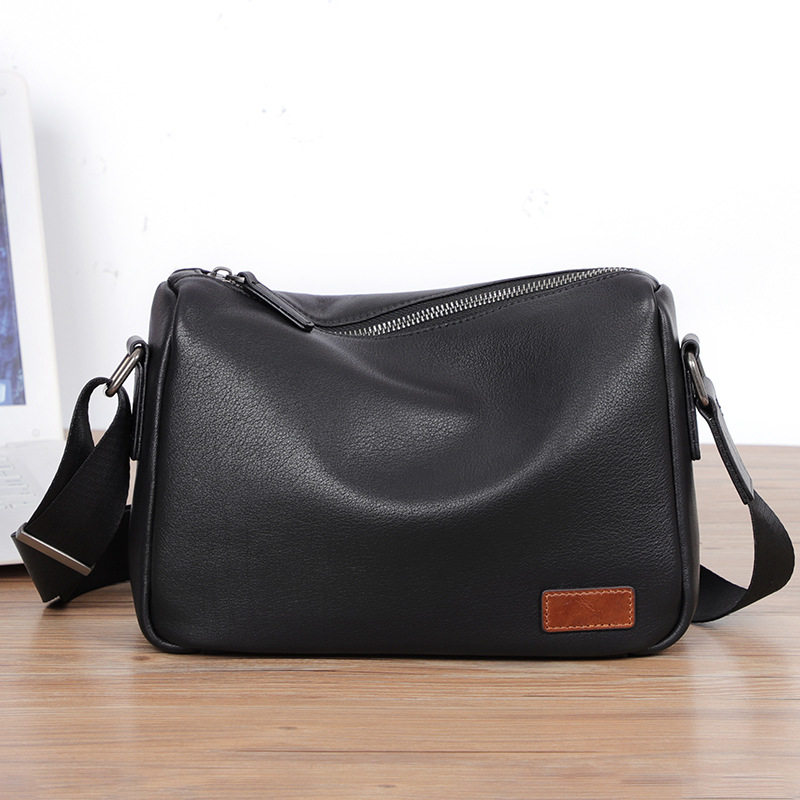 Túi đeo chéo nam da bò thật dạng hộp nhỏ 29×11×17 cm — Màu đen